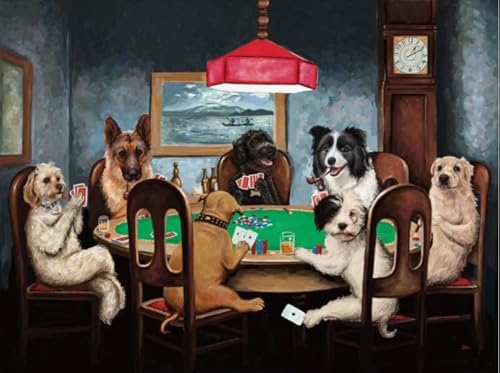 Hfmquisutron Holzpuzzle 1000 Teile Hunde Spielen Poker Poster Für Erwachsene Lernspielzeug Puzzles Fz263Lw