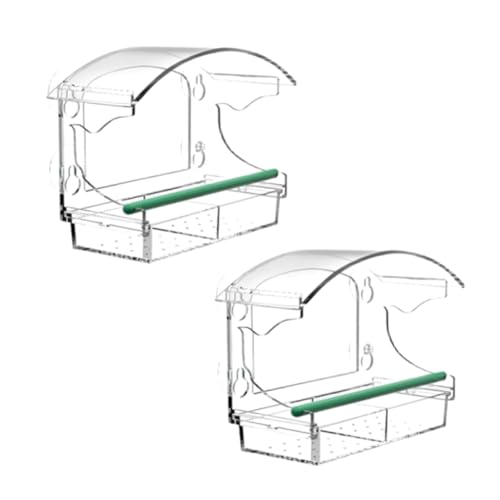 Kiudduy Vogelfutterspender, Acryl, Transparentes Fenster, Vogelfutterschale, Vogelhäuschen, Futterspender für Haustiere, Saugnapf-Installation, Futterspender im Haustyp