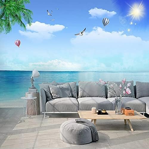 XLMING Strand Möwe Kokosnuss Heißluftballon Küche Esszimmer Arbeitszimmer Wohnzimmer TV Hintergrund Wand 3D Tapete-200cm×140cm