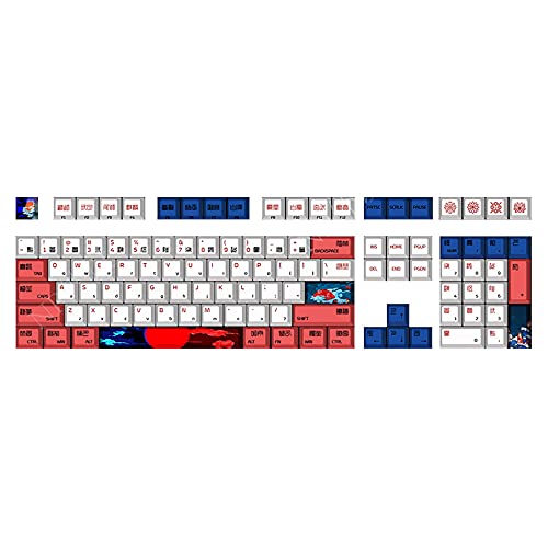 Pcivzxam PBT-Tastenkappen mit 134 Tasten, Sublimation, 61/64/87/96/104, mechanische Tastatur, 6,25 x MX-Tastenkappen