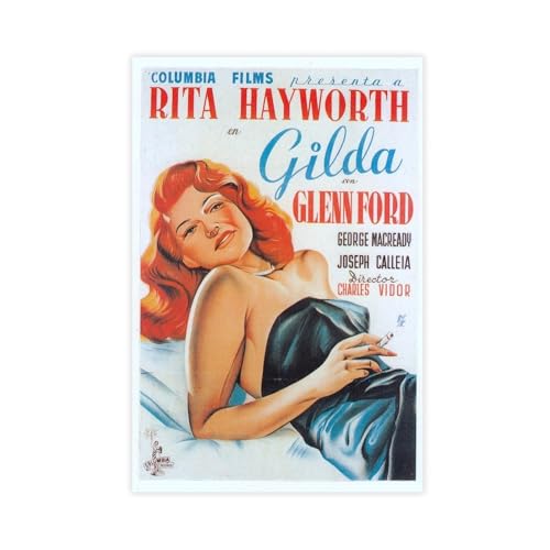 HACERR Poster mit spanischem Kino, Motiv: Gilda von 1946, Leinwandposter, Wandkunst, Dekordruck, Bild, Gemälde für Wohnzimmer, Schlafzimmer, Dekoration, 50 x 75 cm