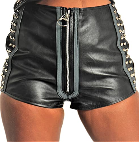 Be Noble Leder-Shorts in Echtleder als Hot Pant mit Nieten (M)