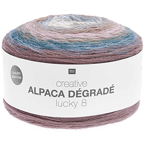 Bobbel Alpaka Wolle Farbverlauf Rico Creative Alpaca Degrade Lucky 8 Winter (13), 200g Farbverlaufswolle zum Häkeln oder Stricken