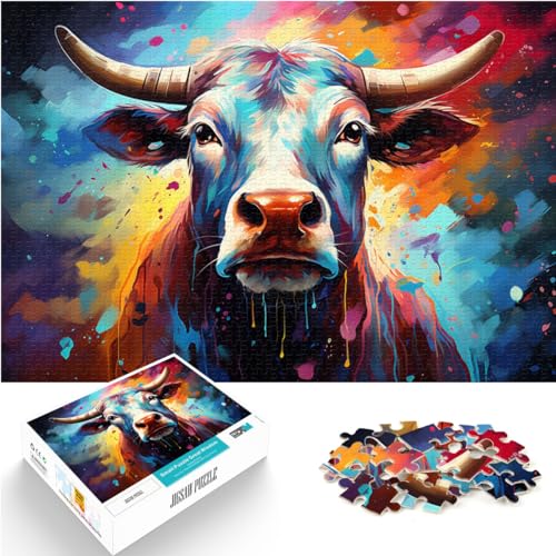 Puzzles zum Verschenken, farbenfrohes Kuh-Kunst-Puzzle, 1000-teiliges Puzzle für Erwachsene, Holzpuzzles für Erwachsene und Familien, 1000 Teile (50 x 75 cm)