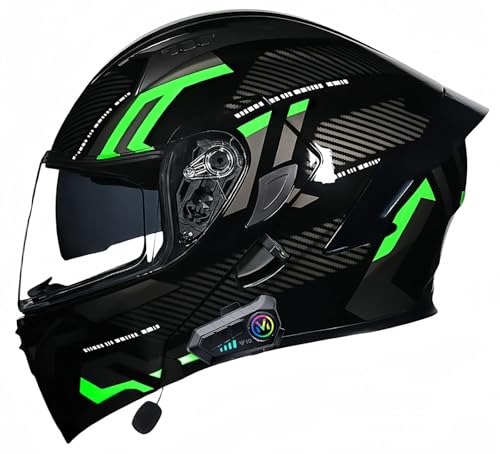 Bluetooth-Motorradhelm, ECE-geprüft, modularer Motorradhelm, für Herren und Damen, Integralhelm für Roller, Doppelvisier, für Erwachsene, Integralmotorrad G,XXL60-61CM