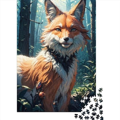 1000-teiliges Puzzle für Erwachsene Teenager, Tier-Fuchs, Holzpuzzle, Puzzle für Erwachsene und Teenager, nachhaltiges Puzzle für Erwachsene (75 x 40 cm)