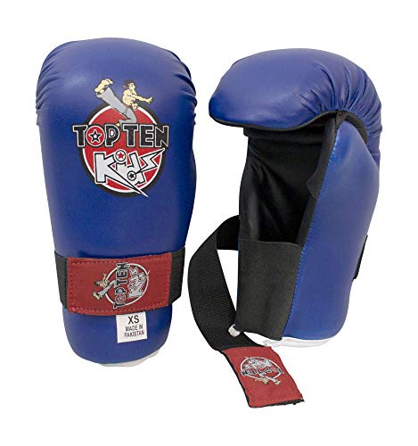 TOP Ten Pointfighter Kids 2016 Open Hands Boxhandschuhe Kickboxen Taekwondo Handschuhe Kinder blau XS