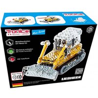 Tronico 10039 - Metallbaukasten Planierraupe Liebherr mit Motorengeräusch, Maßstab 1:32, Mini Serie, gelb, 551 Teile