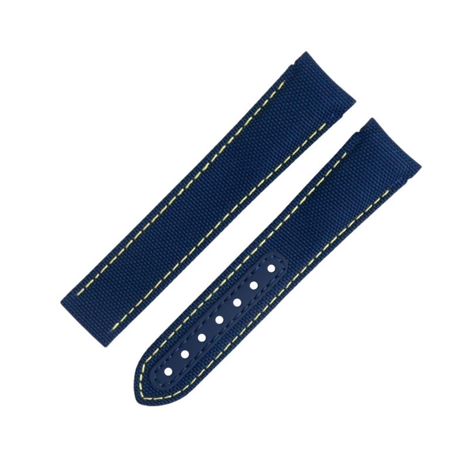 IOTUP Uhrenarmband aus Nylongewebe, 20 mm, passend für Omega-Armband für AT150 Seamaster 300 Planet Ocean De Ville Speedmaster Uhrenarmband mit gebogenem Ende, Weiß, 20 mm, Achat