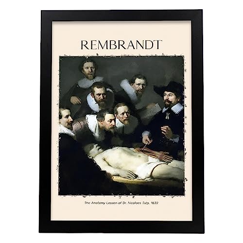 Nacnic Poster Anatomie -LektionDekorative Bilder für Ihr Wohnzimmer, Schlafzimmer, Zuhause. Wandkunst-Drucke. Ästhethetische Wandabdrücke, die von Rembrandt A3 mit schwarzen Rahmen inspiriert sind