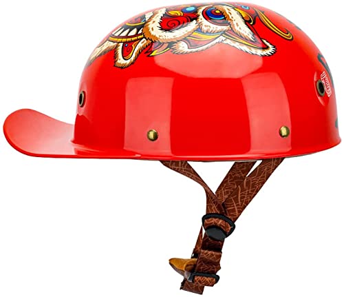 Motorrad Brain-Cap · Retro Motorrad Halbhelme Herren Halbschale Jet-Helm Scooter-Helm Mofa-Helm Vintage Offenem Helm Für Chopper Biker Moped DOT ECE Zertifizierter (Color : J, Größe : XL=61-62cm)