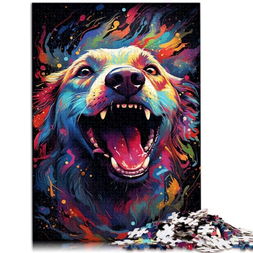 Puzzles für farbenfrohe psychedelische Hunde für Erwachsene, Puzzles mit 1000 Teilen, Holzpuzzle, Familienspaß, Puzzles mit 1000 Teilen (50 x 75 cm)