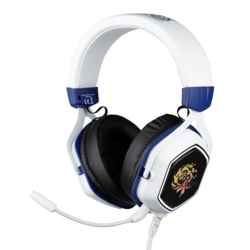 Konix One Piece Kabelgebundenes Gaming - Headset 7.1 PC - 50 mm Lautsprecher - Mikrofon - 2 m USB-Kabel - Hintergrundbeleuchtung - Luffy-Motiv - Weiß