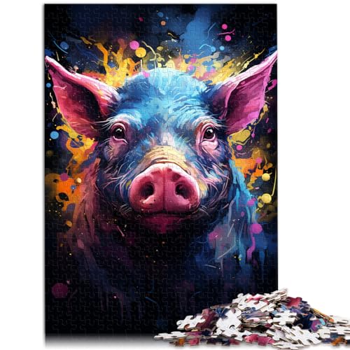 Puzzle für farbenfrohes psychedelisches Galaxieschwein, 1000 Teile, Puzzle aus Holz, Wanddekoration, einzigartige Geburtstags, 1000 Teile (50 x 75 cm)