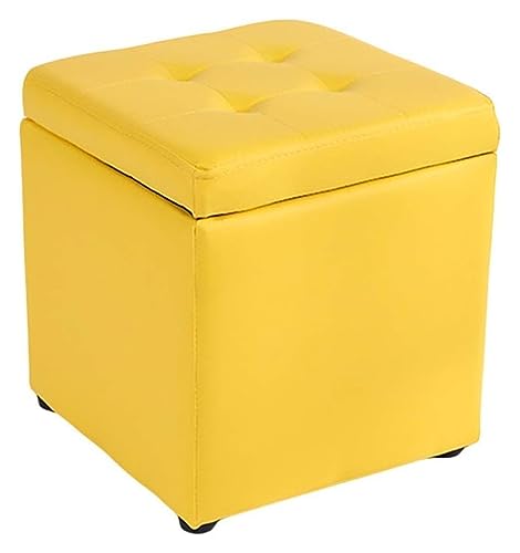 RAABYU Fußstütze Kunstleder Aufbewahrung Fußhocker Pouf Sitzbank,Würfel Mit Scharnier Top Organizer Box Pouf Truhe Einzelsitz-blau 30x30x35cm