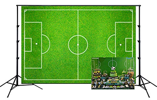 Grünes Gras Fußballplatz Kulisse Fußball Thema Geburtstagsfeier Fotografie Hintergrund Baby Dusche Banner Studio Wand Poster / 240x180