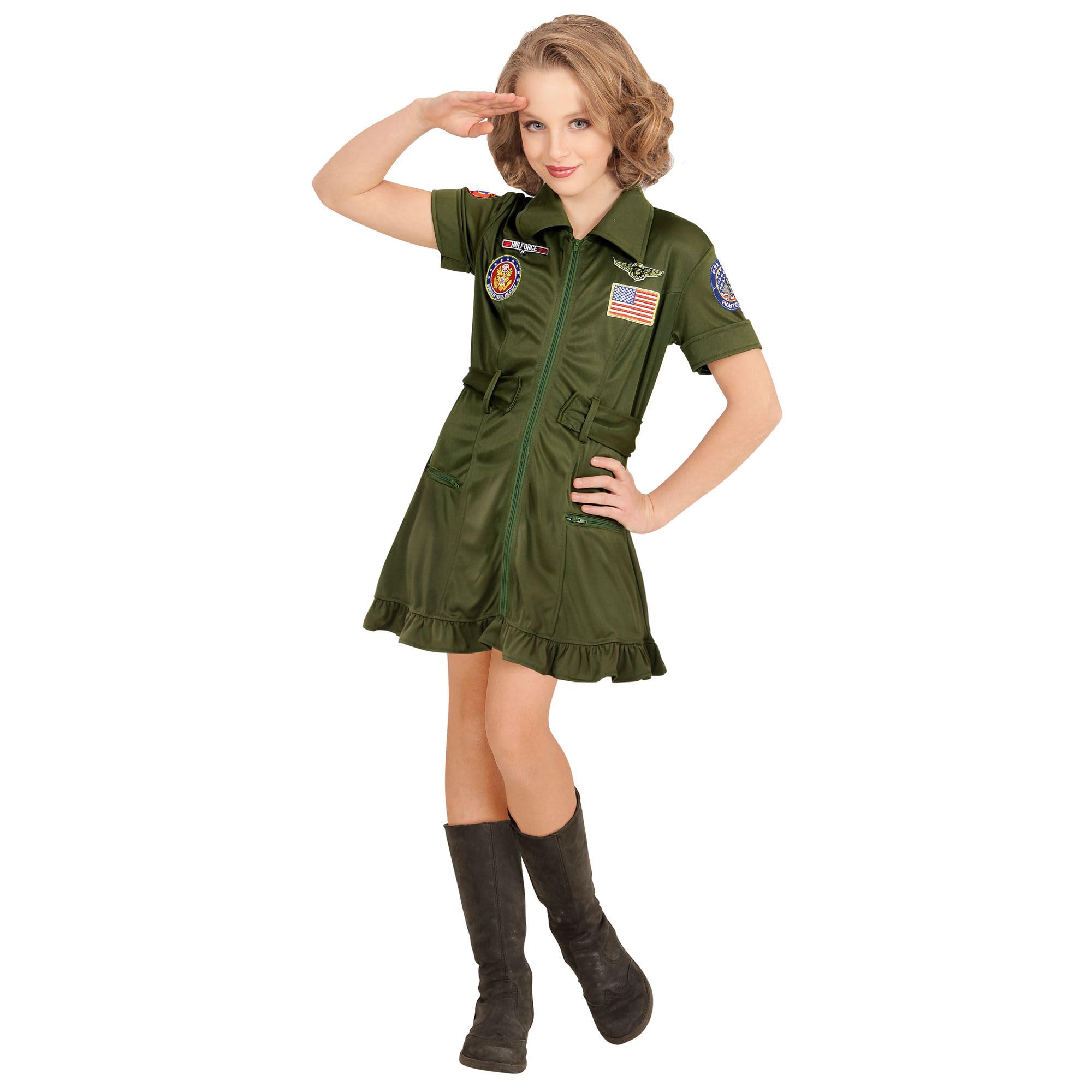 WIDMANN MILANO PARTY FASHION - Kinderkostüm Kampfjet Pilotin, Kleid, Uniform, Army, Faschingskostüme