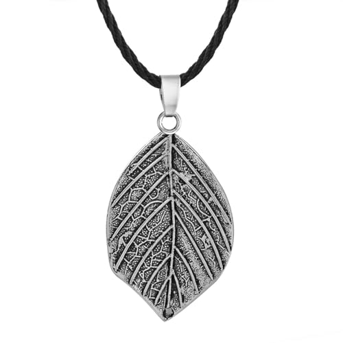 Belachick Charme Halskette Ketten Schmuck Herren Frauen Anhänger Necklace Herren Vintage Big Leaf Anhänger Punk Anhänger Halskette S