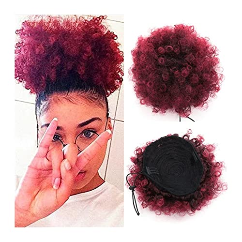 Haarknoten Stücke Afro Lockiges Chignon Haarteile Extensions Afro Puff Kordelzug Pferdeschwanz Haarverlängerung Synthetische Verworrene Lockige Haarknoten Haar Haarschmuck Damen (Size : 1 PC, Color