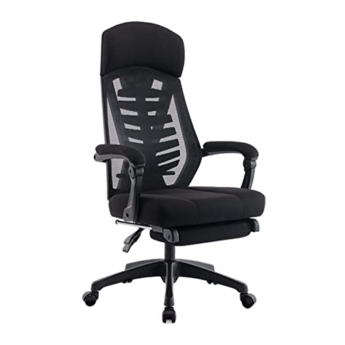 Bürostuhl Ergonomischer Ergonomischer Büro-Schreibtischstuhl, drehbarer Netz-PC-Stuhl mit Kopfstütze und Armlehnen, höhenverstellbar, bequemer Chefsessel mit hoher Rückenlehne und Fußhocker Schreibtis