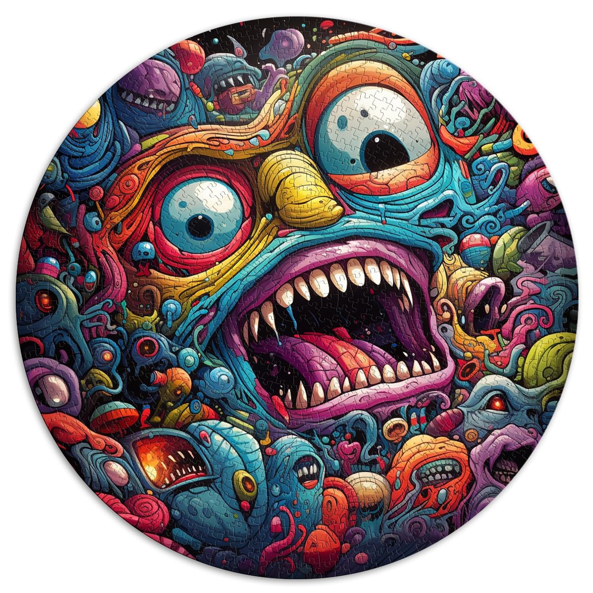 Puzzle Psychedelic Monsters Puzzles 1000 Teile 26,5x26,5 Zoll Lernspielzeug für anspruchsvolles Puzzlespiel und Familienspiel