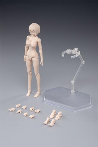 VUSLB 1/12 Scale Female Body,6inch Female Joint Flexible Action Figure Body with Head Sculpt&Stand Collection (Pale Skin, Huge Bust)