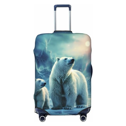 CSGJMYGS Polar Bears Northern Lights Gepäckabdeckungen für Koffer, waschbar, modisch, dehnbar, kratzfest, passend für 45,7 - 81,3 cm Gepäck, XL, Schwarz, XL, Schwarz , XL