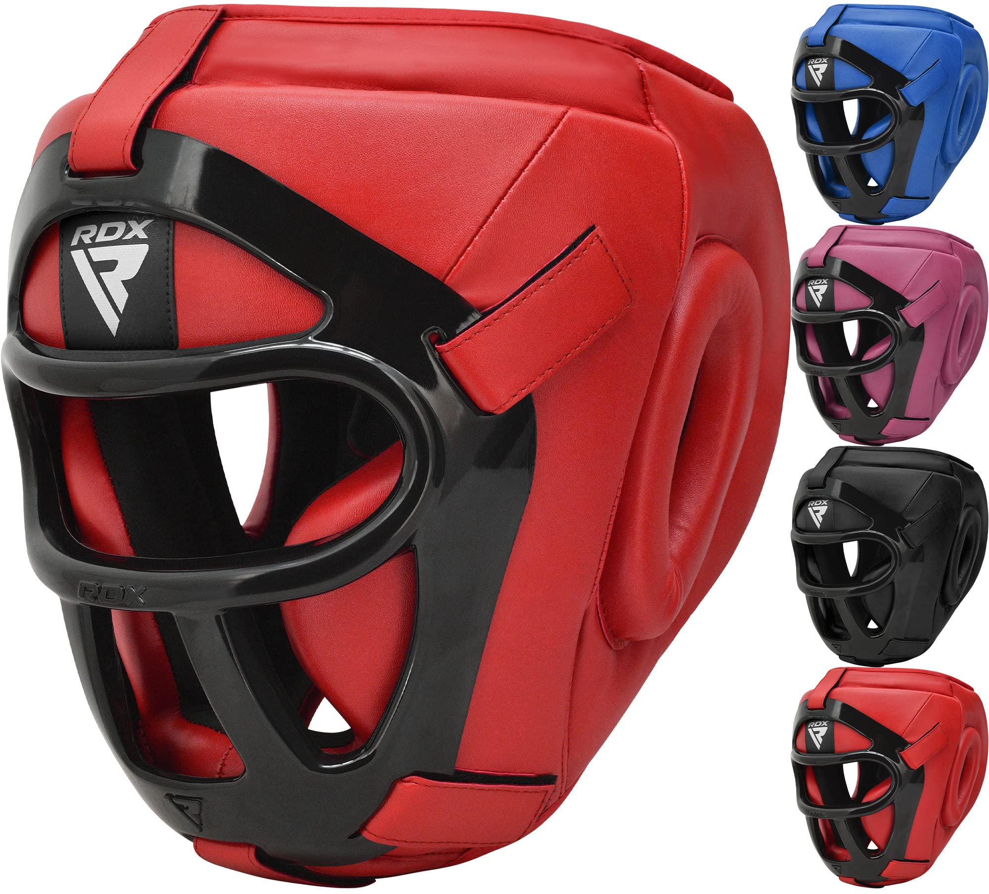 RDX Kopfschutz Boxen Gitter, Maya Hide Leder, MMA Kickboxen Kampfsport Thaiboxen Gesichtsschutz, Boxhelm Nasenschutz Muay Thai Taekwondo, Kopfschützer Training Head Guard Boxing Sparring Manner Damen