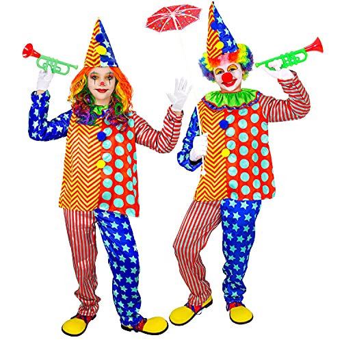 Widmann - Kinderkostüm Clown, Oberteil mit Kragen, Hose, Hut, Zirkus, Spaßmacher, Mottoparty, Karneval