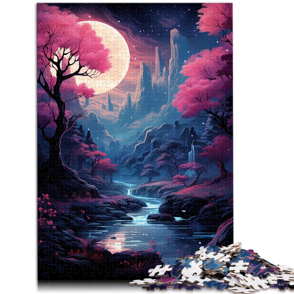 Puzzle für EIN wunderschönes rosa Waldgemälde. Puzzle 1000 Teile. Holzpuzzle zum Stressabbau, Urlaub zu Hause, Zeit totschlagen, 1000 Teile (50 x 75 cm)