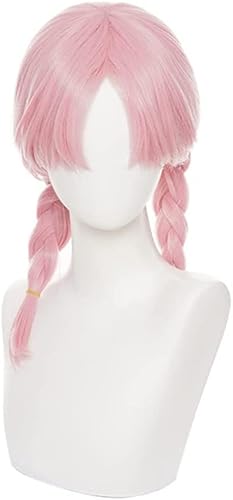 LINLINCD-Anime Coser Anime Cosplay Kleidung Perücke Frauen Rosa Paar Pferdeschwanz Lange Zopfperücke mit Perückenkappe for Halloween Party Alltag Karneval Nachtleben Konzerte Hochzeiten