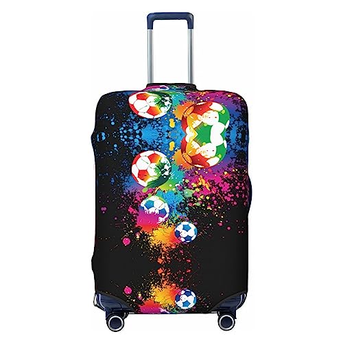 Miniks Bunte Fußball-Reisegepäckabdeckung, robuster Koffer-Schutz, passend für 45,7 - 81,3 cm große Gepäckstücke, Größe XL, Schwarz, X-Large