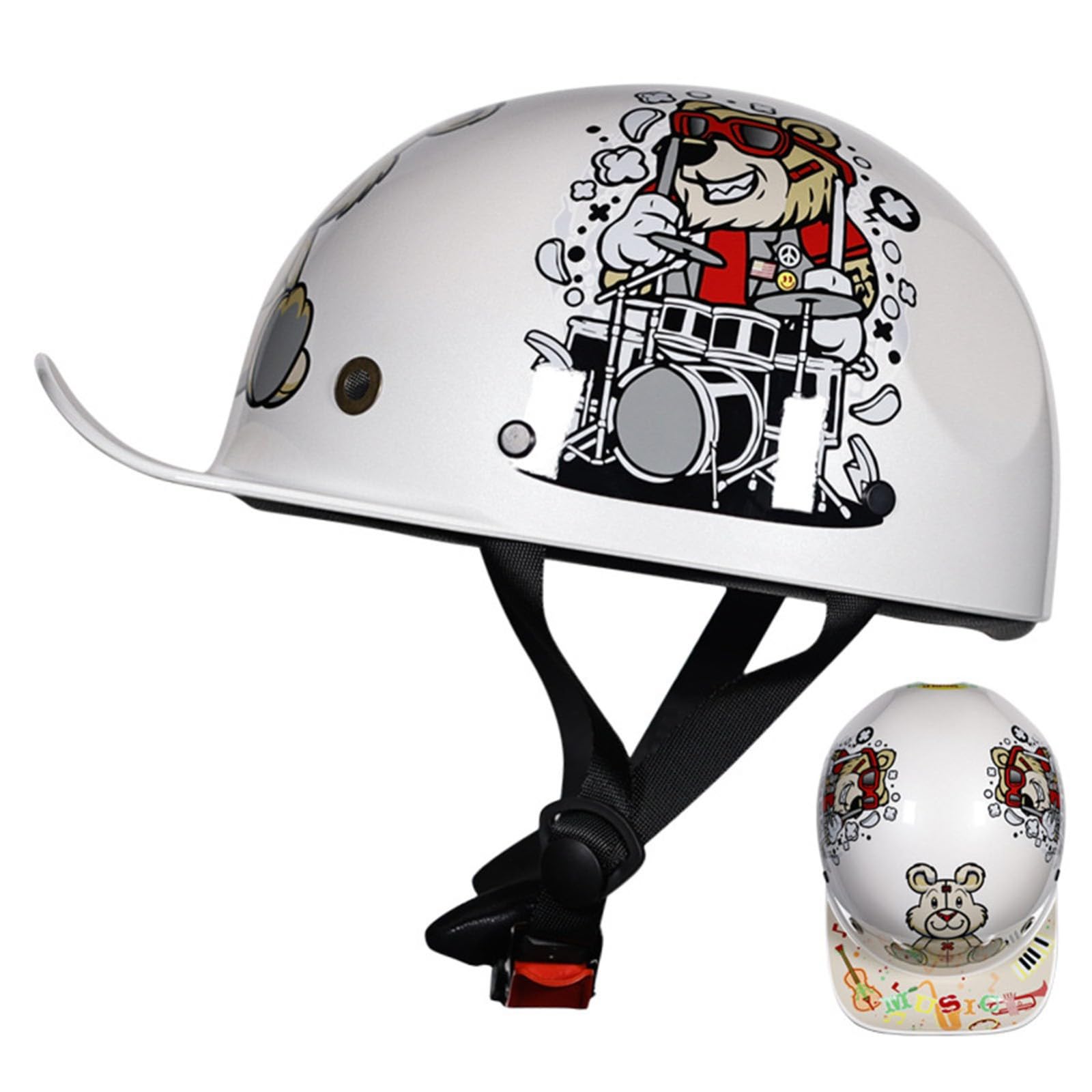 Motorrad-Baseballkappe, Motorrad-Halbhelme, Roller, Moped, Jethelme, Herren Und Damen, Moped-Helm, Motorrad, ECE-Geprüfter Vintage-Helm A,L53-54CM