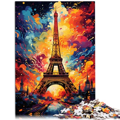 Puzzle, farbenfroher, Psychedelischer Eiffelturm nach dem Regen, 1000 extragroße Teile, Holzpuzzle, anspruchsvolles Puzzle für 1000 Teile (50 x 75 cm)