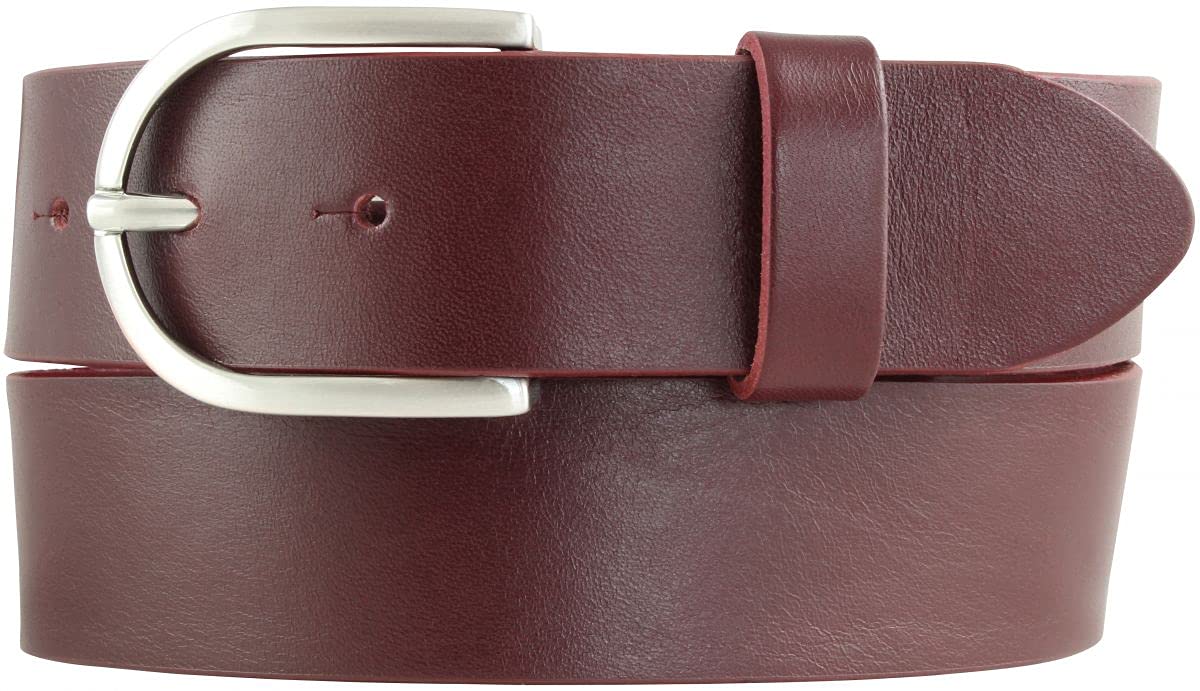 BELTINGER Damen-Gürtel aus Vollrindleder 4 cm | Jeans-Gürtel für Damen 40mm | Vollleder-Gürtel mit runder Gürtelschließe | Bordeaux 90cm