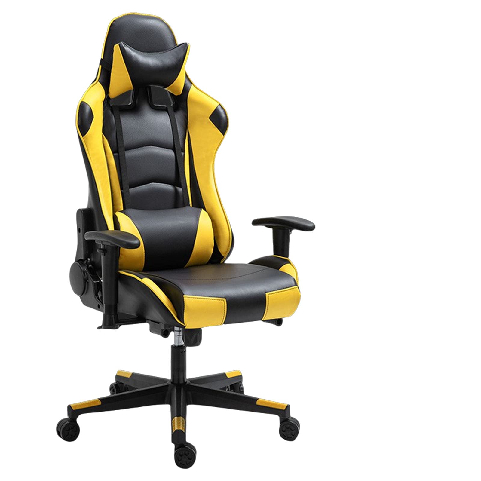 BFVAKBKYT Home Office Ergonomischer Schreibtischstuhl, Gaming Stuhl Ergonomischer Bürostuhl Computer Schreibtisch Chefsessel Pu Leder Hohe Rückenlehne Einstellbar(Yellow)