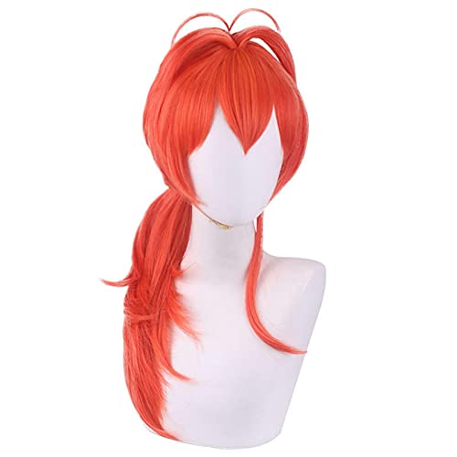 Anime cosplay perücke Spiel Genshin Impact Project Orange Red Perücke Diluc Ragnvindr Cosplay Perücke Rollenspielpulver 60cm