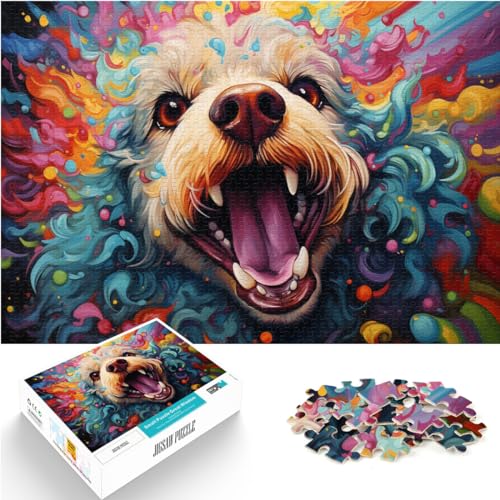 Spielzeug-Puzzle, bunter Psychedelischer Pudel, Puzzle für Erwachsene, 1000 Teile, Holzpuzzle zum Stressabbau, schwierige Herausforderung, 1000 Teile (50 x 75 cm)