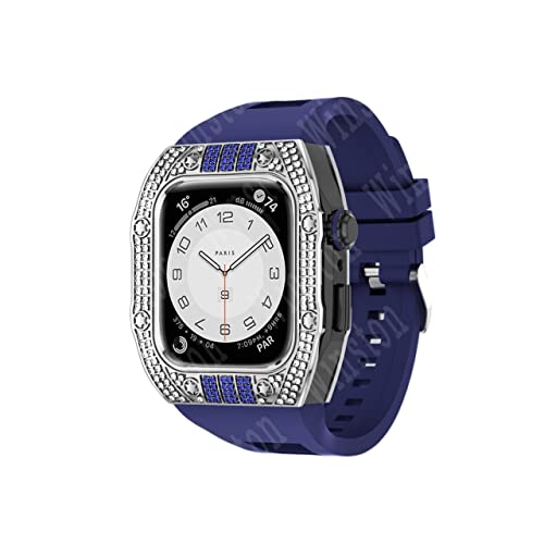 KANUZ Luxuriöses Diamantengehäuse-Modifikationsset, Mod Metallrahmen-Lünette für Apple Watch Band 7, Hülle, 44 mm, 45 mm, Armband für iWatch 7, 6, 5, 4, Set (Farbe: SU-Diamonds, Größe: 45 mm für 8/7)