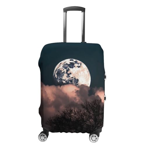 CSGJMYGS Reisegepäckabdeckung, elastisch, waschbar, modisch, kratzfest, Motiv: Delfine, Koffer-Schutz, passend für 45,7 - 81,3 cm Gepäck, Vollmond, XL