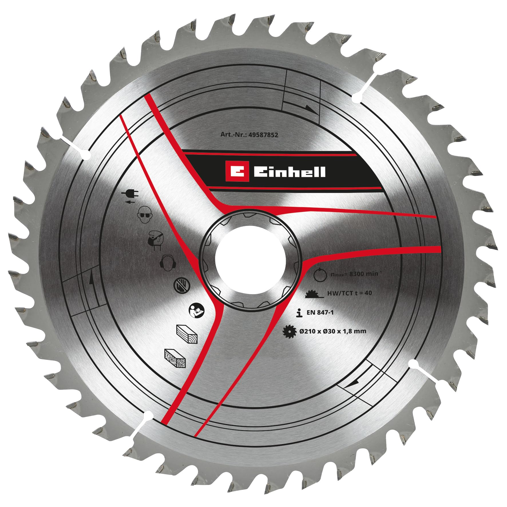 Original Einhell Kreissägeblatt 210x30 (Sägen-Zubehör, Ø 210 mm, Aufnahme 30 mm, 40 Zähne, Schnittbreite 1,8 mm, für Akku-Zug-Kapp-Gehrungssägen & Tischkreissägen)