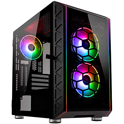 KOLINK Citadel Glass SE ARGB Micro-ATX Gehäuse - Tempered Glass - 3X 120mm Lüfter vorinstalliert - RGB-LED-Beleuchtung - schwarz