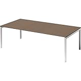 BISLEY Cito Chefarbeitsplatz/Konferenztisch, 650-850 mm höheneinstellbares U-Gestell, Metall, Wn396 Dekor Nußbaum, Gestell Verkehrsweiß, 120 x 240 x 85 cm