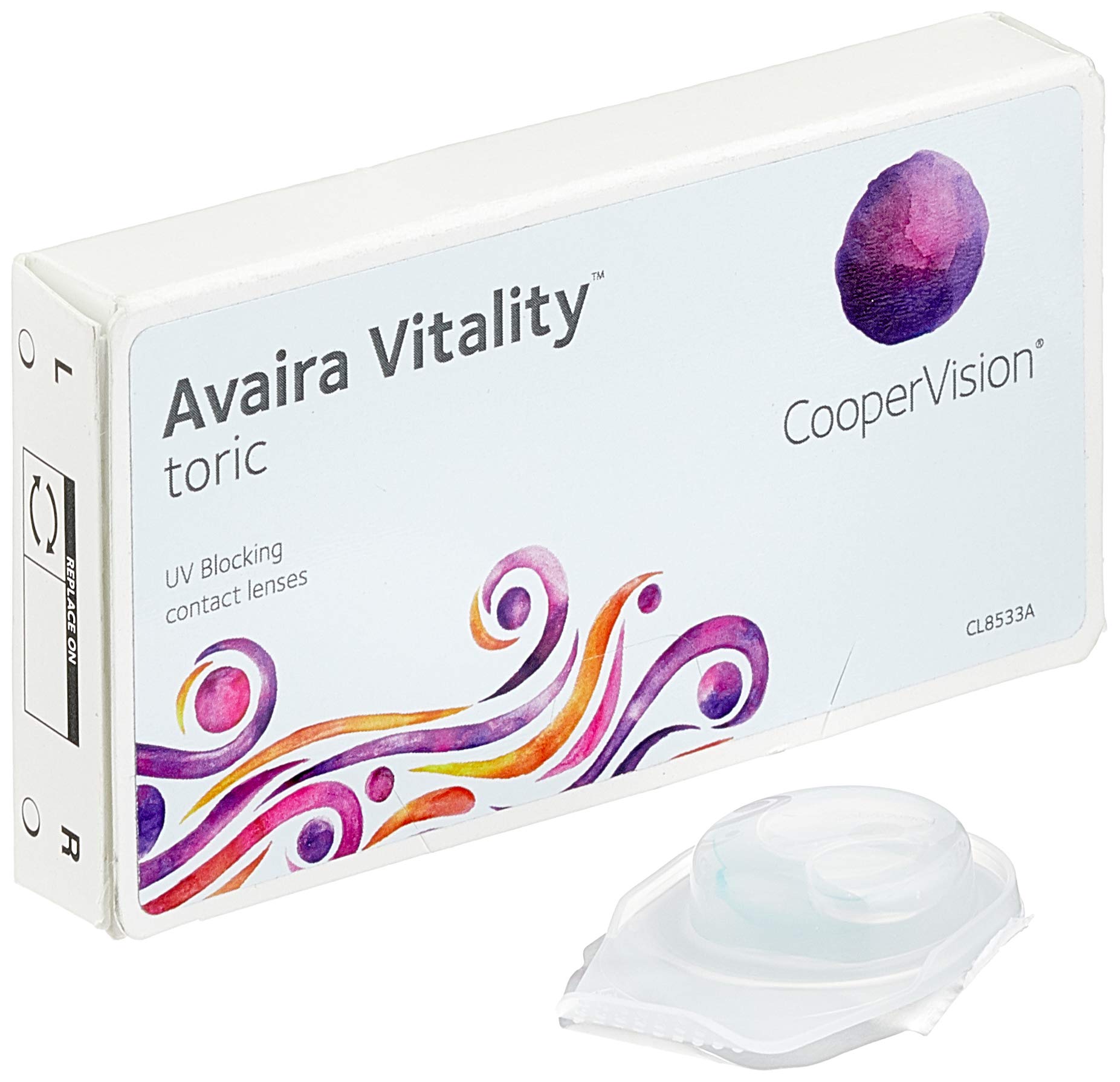 Coopervision Avaira Vitality Torische Monatslinsen weich, 6 Stück / BC 8.5 mm / DIA 14.5 mm / CYL -0.75 / ACHSE 30 / +2.5 Dioptrien