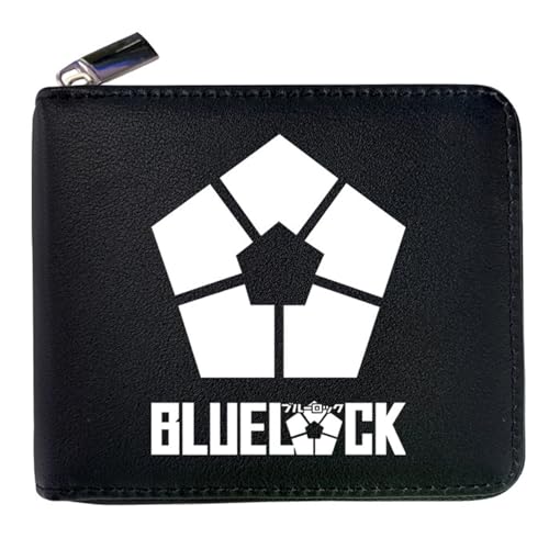 RYNDEX Blue Lo-ck Geldtasche Anime, Reißverschluss Portemonnaie Leder, Teenager Reisegeldbeutel für Taschengeld Fahrkarte(Color:Black 5)