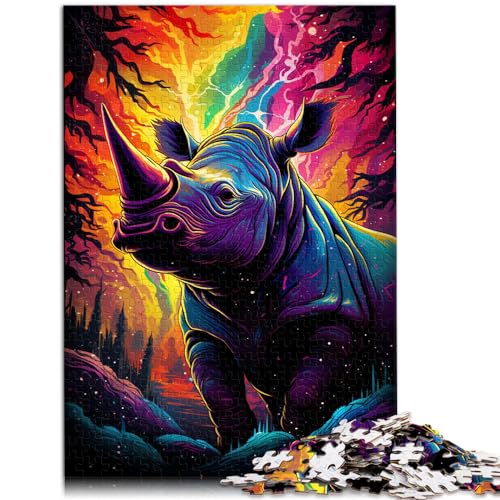 Puzzles für Puzzle Farbe Nashorn Puzzle 1000 Teile Holzpuzzle Familienspiel Stressabbau Schwieriges Herausforderungspuzzle 1000 Teile (50x75cm)