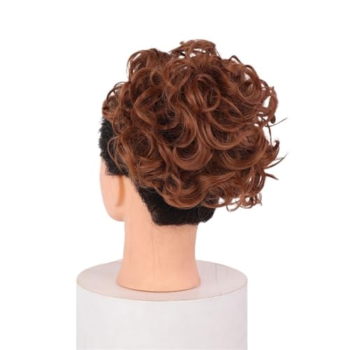 Haarteil Lockiger Chignon, unordentlicher Dutt, Hochsteckfrisur, Clip-in-Haarteil, Haarverlängerungen, Haarnadeln, elastisches Band, synthetischer Haarknoten, Schwarzblond Haarverlängerung(Q8-28)