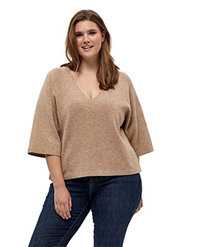 Peppercorn Damen Rosalia 3-4 Sleeve Curved Pullover Mit 3 4 Arm, 0273M Warm Sand Melange, 48