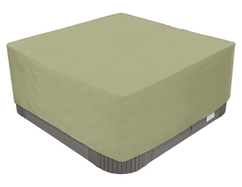 BaCover Quadratische Whirlpool-Abdeckung, 210D Oxford-Gewebe Wasserdicht Outdoor Spa Staubschutz Poolabdeckung,Beige,220x220x85cm