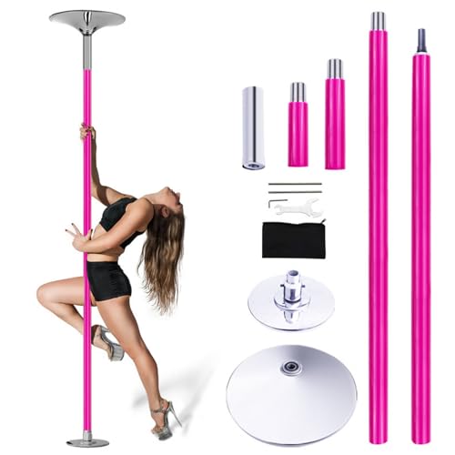 Gvqng Professionelles Tanzstangen-Set, HöHenverstellbar Fitnessstange Spinning, Tragbare Abnehmbare Stripperstange, FüR Tanztraining Und Fitnessclubpartys,Rosa